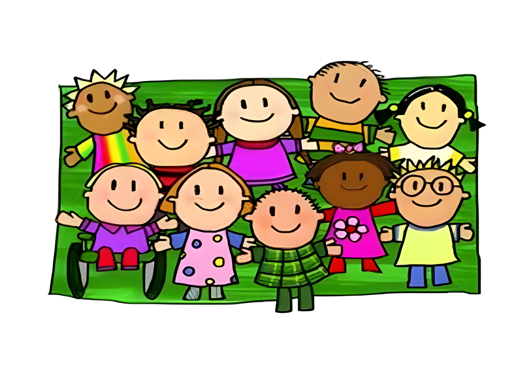 Diverse students shown in cartoon style